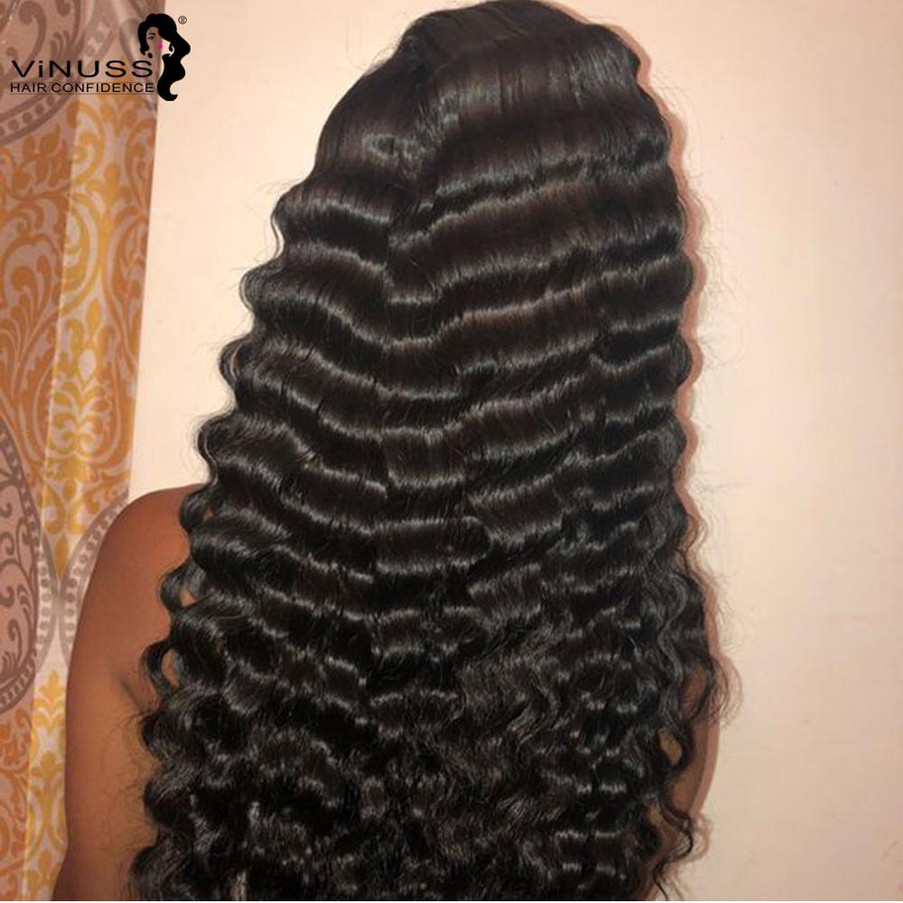 30 inch long Deep Wave synthetic Lace Front Wigs Brazilian Glueless Bleached Knots Pre plucked lace frontal wig For Black Women