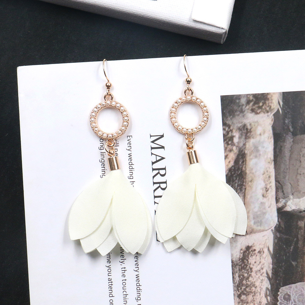 korean earrings for women statement Cute wild flower drop earrings fashion holiday new year earrings fabric jewelry wholesale