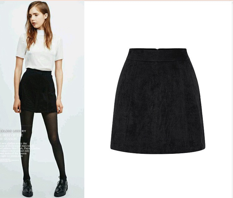 New design womens european fashion high waist a-line short suede leather short skirt plus size XSSMLXLXXL3XL