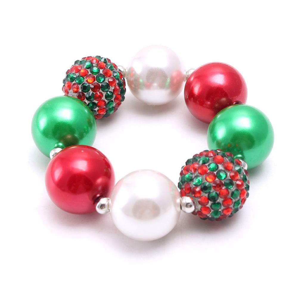 Christmas Girl Chunky Necklace bracelet 2pcs Set bubble beads boutique holiday Jewelry Sets Children Girl Gift