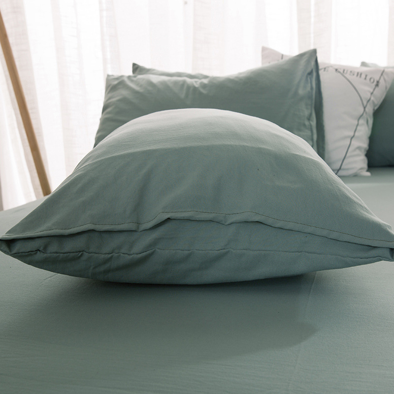 Solid Color 4 Pcs Bedding Set Microfiber Bedclothes Navy Blue Gray