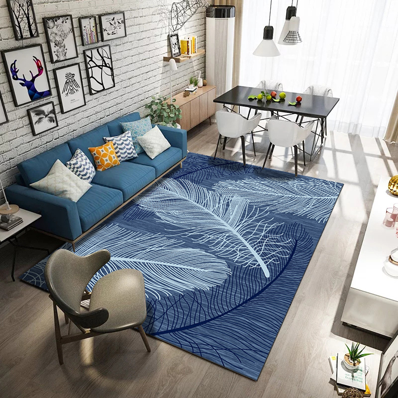 Simple modern feather living room rugs bedroom carpet children's bedside model window mat floor 3d mat rainbow rug