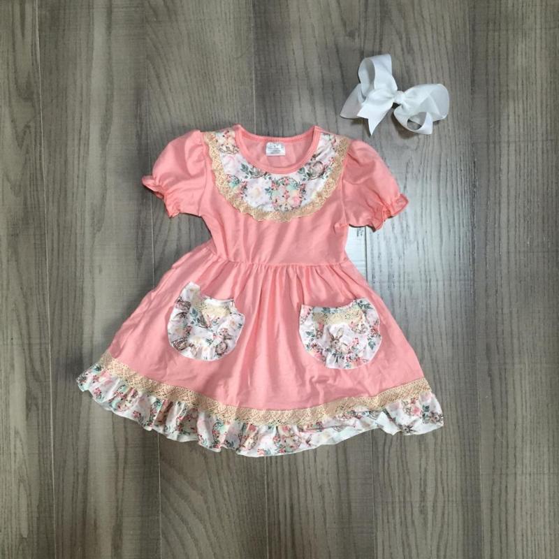 spring summer baby girls milk silk cotton coral floral flower dress short sleeve children clothes boutique match bow kidswear, As pic
spring summer baby girls milk silk cotton coral floral flower dress short sleeve children clothes boutique match bow kidswear, As pic
