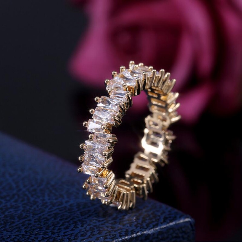 Sterg Sier Princess Cut Topaz Wedding Band Ring for Women | Gold Fill Dia CZ Gemstones Jewelry Gift 33ea