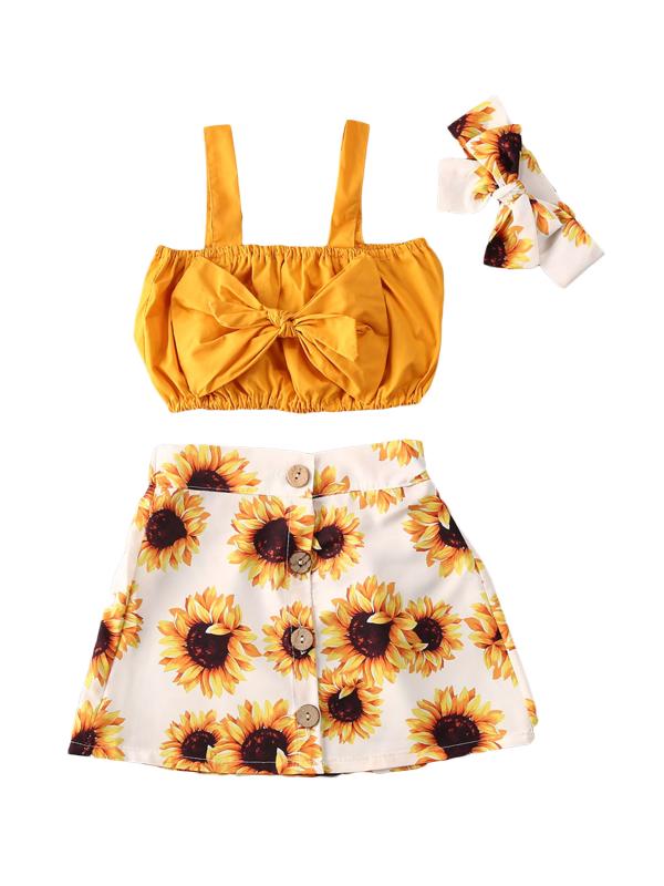 1-5Years Baby Girls Sunflower Clothes 3Pcs Kids T-shirt Tops Floral Skirts Outfits Set, As pic
1-5Years Baby Girls Sunflower Clothes 3Pcs Kids T-shirt Tops Floral Skirts Outfits Set, As pic