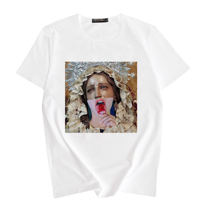 2020 T shirt Women spoof personality fashion Tshirt summer 2019 Harajuku aesthetics Short Sleeve White Tops Female T-shirt
