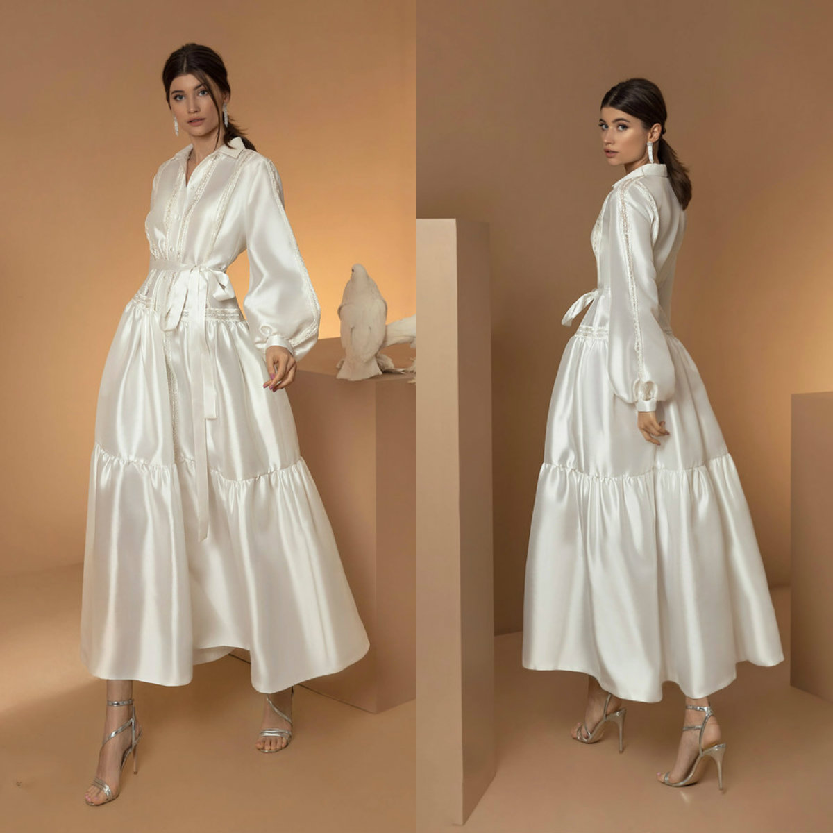 Long Sleeve 2020 Wedding Jackets Ankle Length Bridal Robes Bride Bridesmaid Sleepwear A Line Wedding Dress Cape Coat