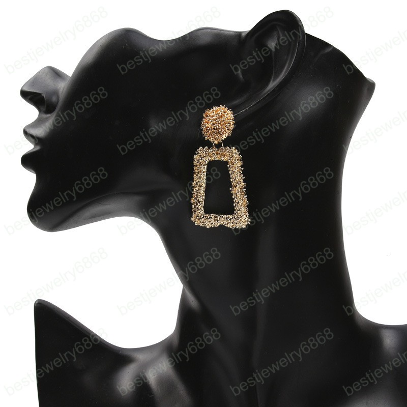 Vintage 5 Colors Metal Earrings for women gold color Geometric statement earring metal earing Hanging fashion jewelry