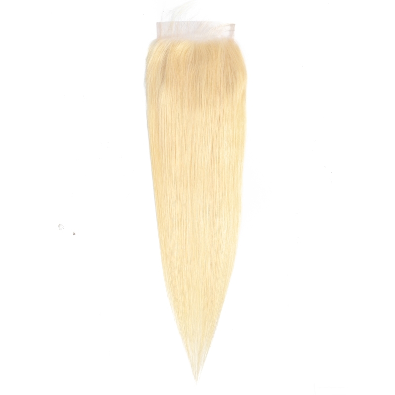 Brazilian Virgin Hair 613 Color Straight 3 Bundles With 4X4 Lace Closure Body Wave Bundle 13X4 Lace Frontal Peruvian Human Hair Blonde