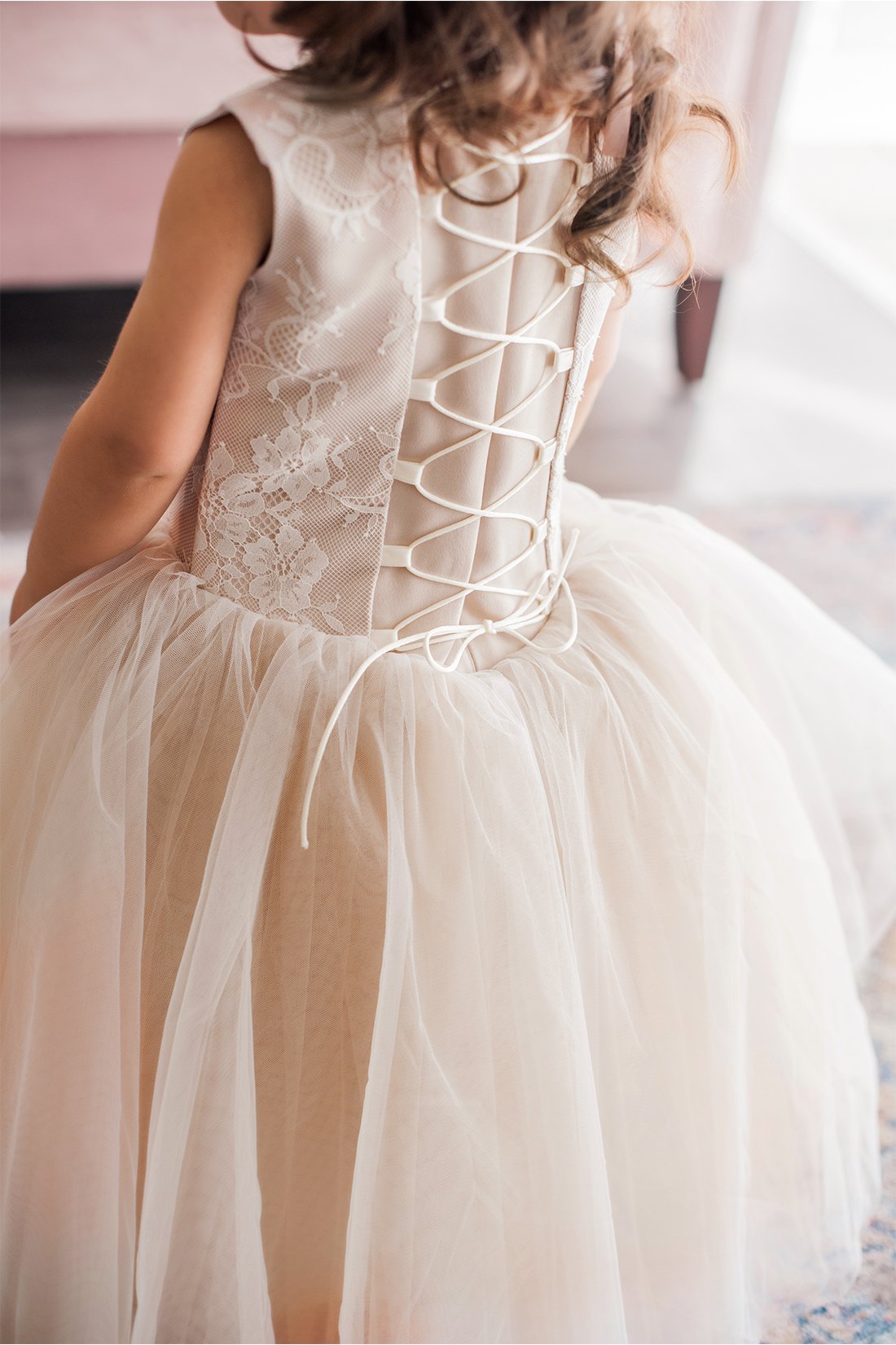 Modest Armoniia Ball Gown Flower Girl Jewel Neck Sleeveless Tulle Lace Applique Ruched Wedding Dress Ankle Length Girl's Birthday Part 0508