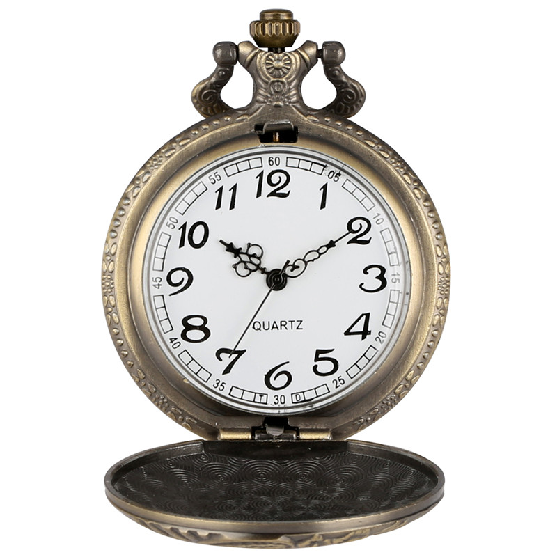 Vine Retro 3D Steam Train Pocket Watch With Necklace Chain Locomotive Design Men Women Antique Quartz Clock Gift Collectab