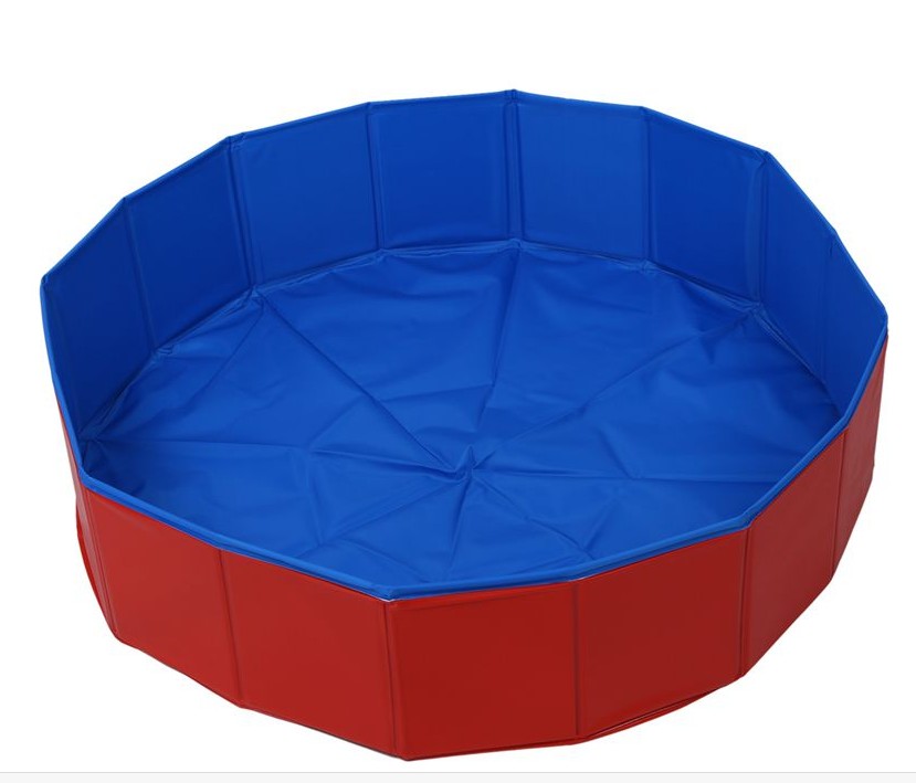 Foldable Pet Dog Swimming House Bed Summer Pool Blue+Red