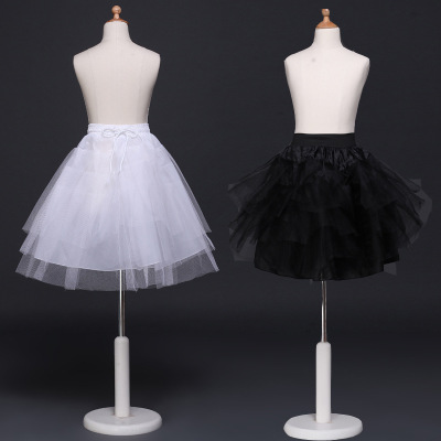 hot sale girls tutu skirt petticoats princess housemaid cosplay children tulle crinoline cheap white black kids pettiskirt for short dress