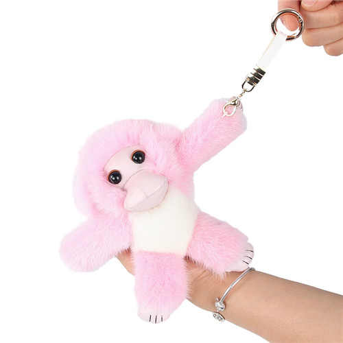 Good Quality Real Genuine Fur Monkey Keychain Toy Pompom Ball Bag Charm Pendant Gift