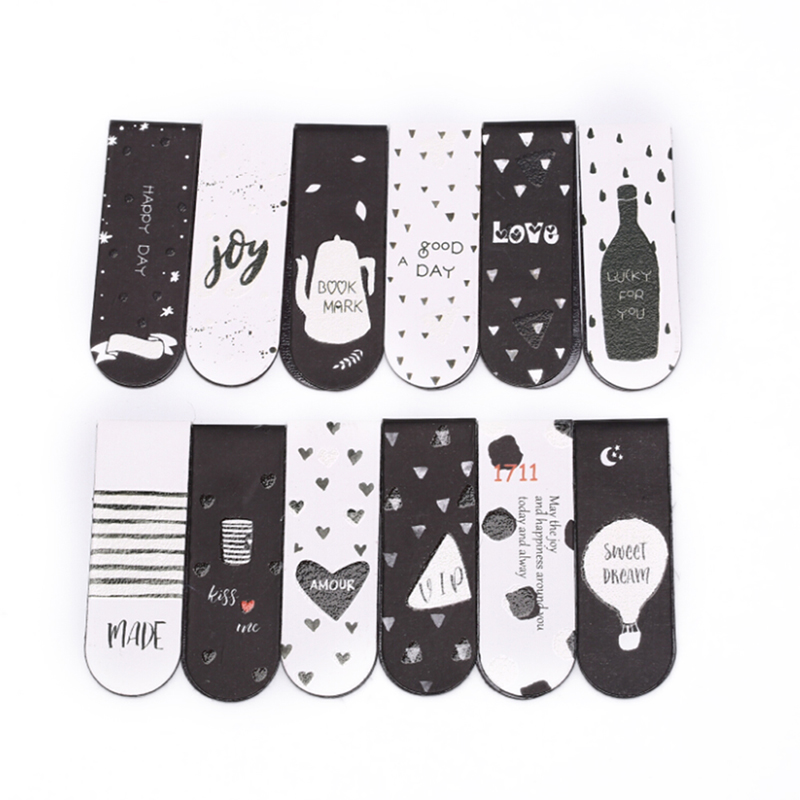 6 Pcs/lot Film Bookmark White And Black Paper Magnetic Bookmarks Creative School Stationery Book Marks Supplies Gift Stationery