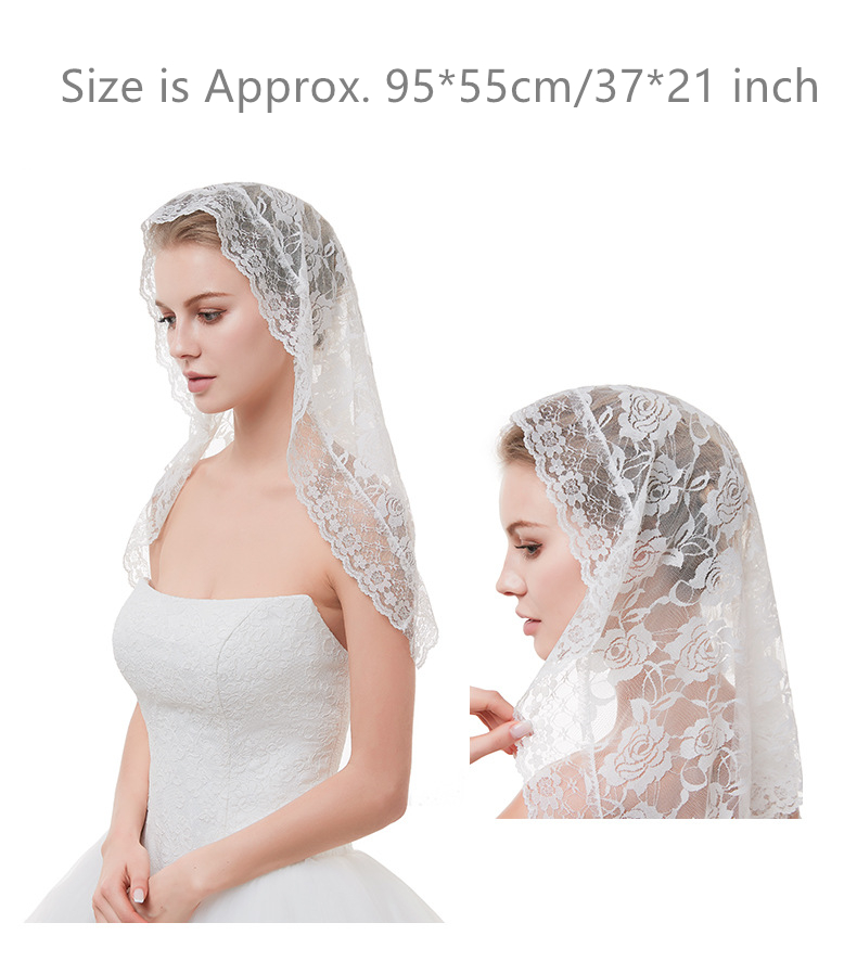Bridal Veil Wedding Lace Headdress Wedding Accessories White Rose Lace Head Veils for Wedding Party Events Hair Accessory
