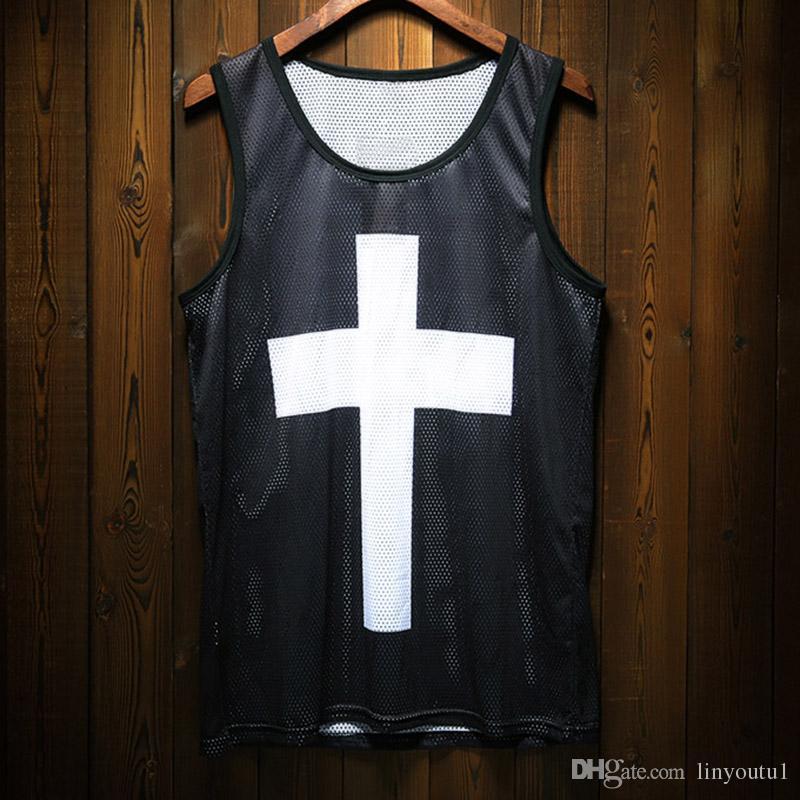Tank Tops Men's 2019 Summer 3d Mesh Vest Fit Slim Sleeveless Tee Shirts Bodybuilding Clothing hot sale