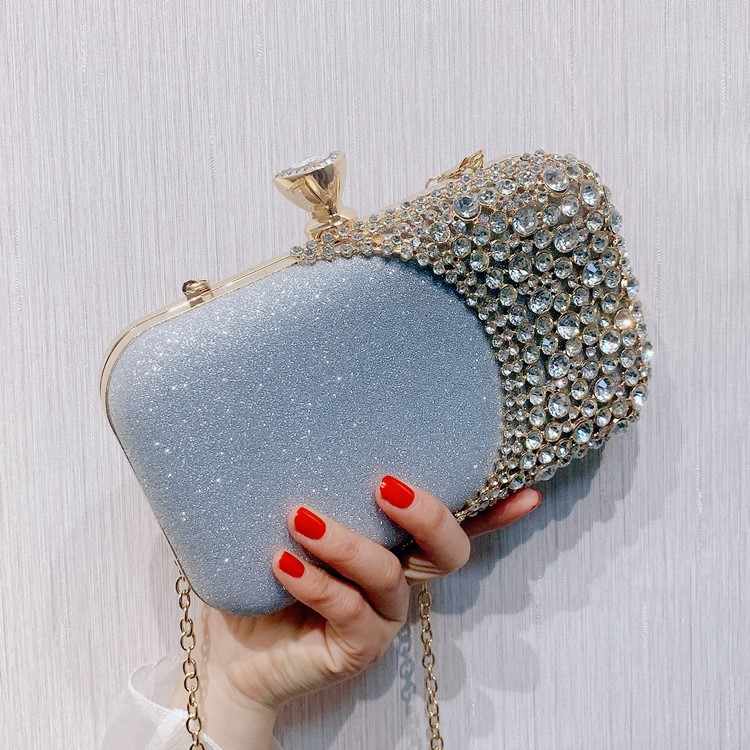Hot Sale Rhinestones Flap Bridal Hand Bags Solid Clutches For Wedding Jewelry Three Colors Prom Evening Party Crystals Shoulder Bag