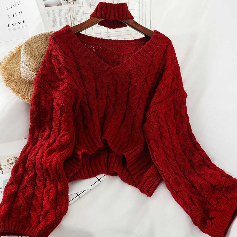 Autumn Women' Sweater Loose Long Sleeve Jumper Fashion Pullover V Neck Femme Knitted Sweater Plus Size Sweaters For Women, Black
Autumn Women' Sweater Loose Long Sleeve Jumper Fashion Pullover V Neck Femme Knitted Sweater Plus Size Sweaters For Women, Black