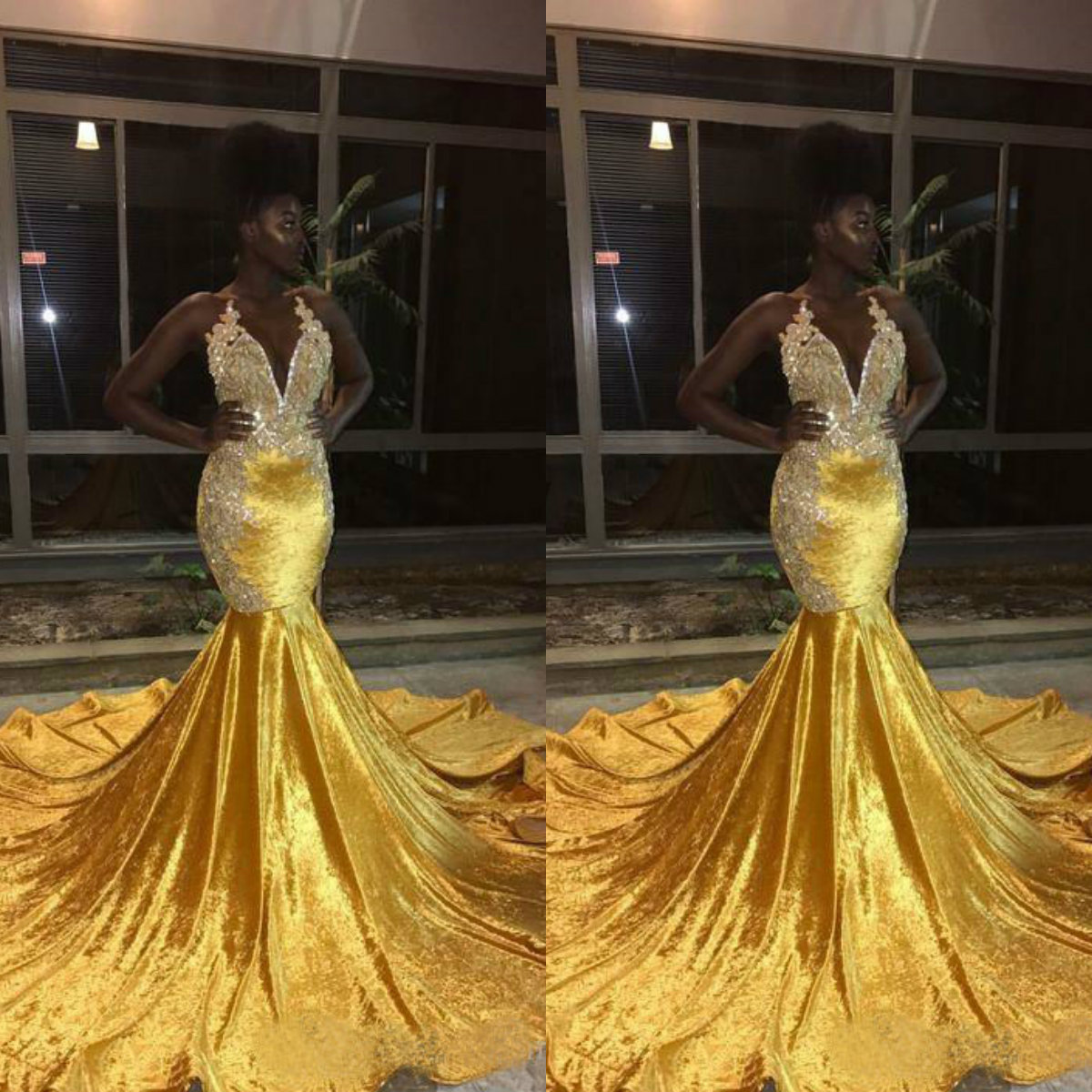 2019 Black Girls Mermaid Prom Dresses Sexy Halter Neck Lace Applique Sequined Evening Gowns Sweep Train Formal Party Gowns