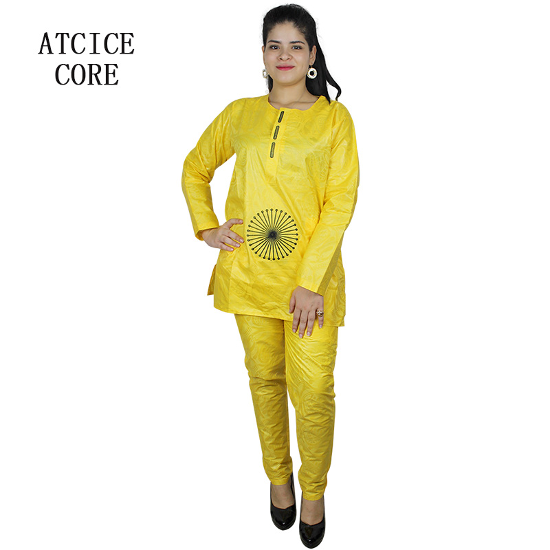Ethnic Clothing African Dresses For Women Fashion Design Cotton Basin Riche Embroidery Top With Pants