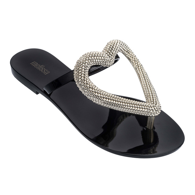 Big Heart Women Jelly Shoes Flip Flop 2020 New Women Flat Slippers Jelly Sandals Female Jelly Shoes, Beige