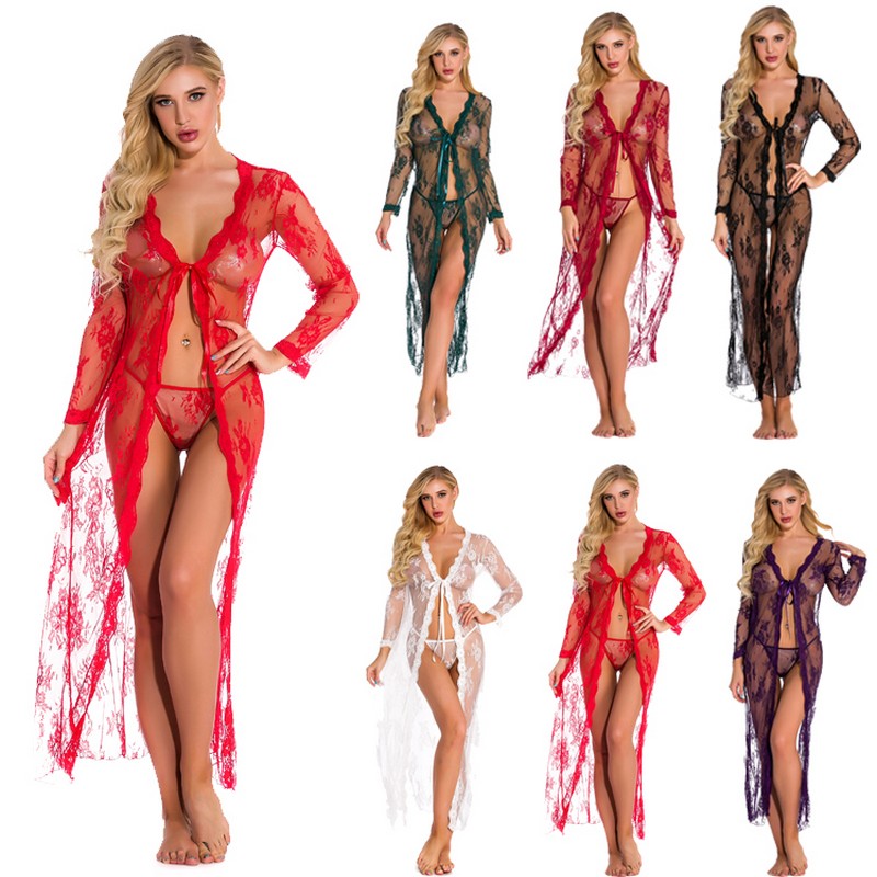 Sexy Long Sleeves Open-front Dress Robe Lingerie for Women Long Lace and Mesh Dress Sheer Gown See Through Kimono Robe Plus S- Multicolor, White
Sexy Long Sleeves Open-front Dress Robe Lingerie for Women Long Lace and Mesh Dress Sheer Gown See Through Kimono Robe Plus S- Multicolor, White