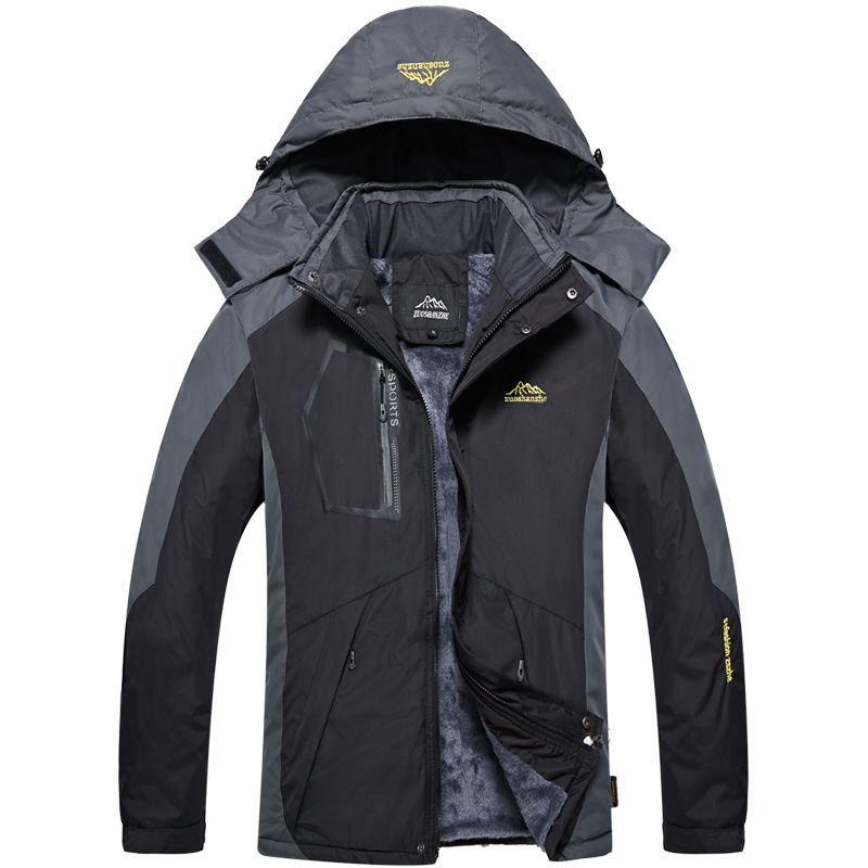 Men's Winter Snow Warm Down Jacket Parkas Outwear Windproof Waterproof Hooded Thick Velvet Jacket Men Fleece Coat Plus Size 5XL