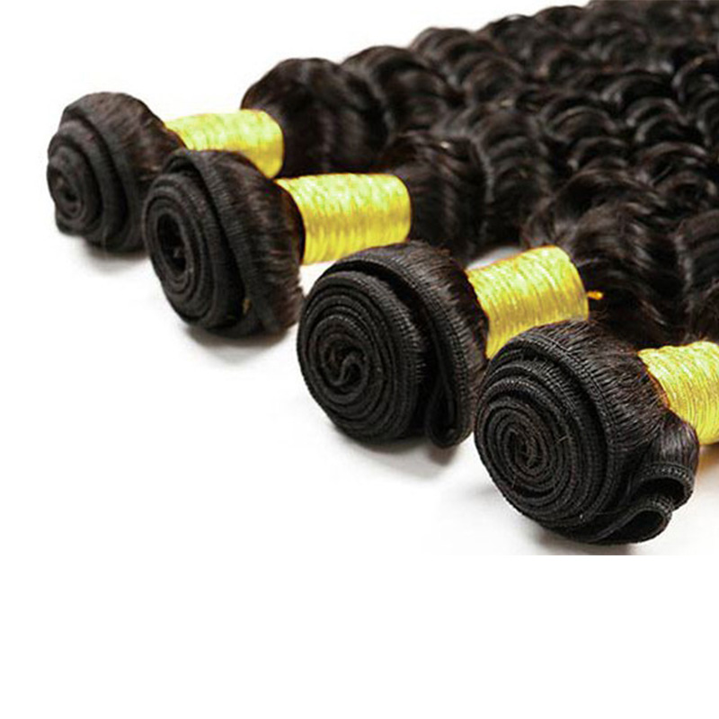 Brazilian Human Hair 3 Bundles With 13X6 Lace Frontal Baby Hair Wefts 4 PCS/lot Deep Wave 10-30inch Natural Color