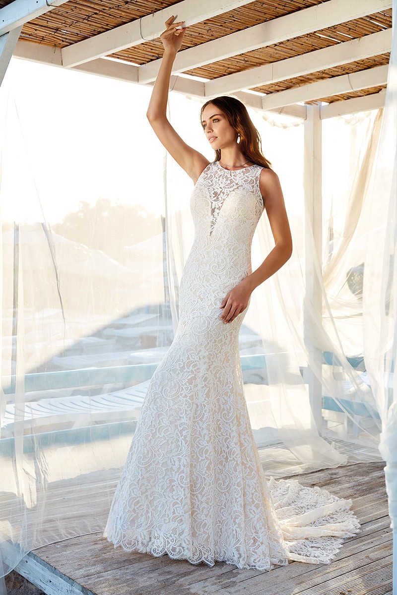eddy k beach mermaid wedding dresses jewel neck lace appliques bridal gowns zipper back boho wedding dress cheap