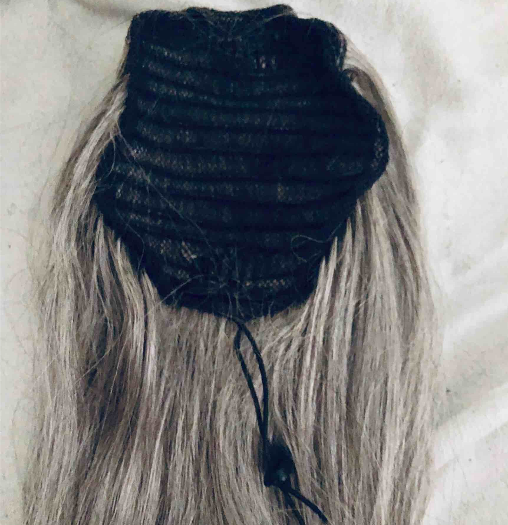Cuticle aligned silver grey ponytail extension 100 human balayage white gray hair ponytail hairpiece straight long human hair ponytail 120g