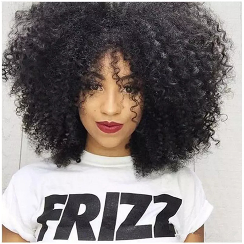 New red color Afro Short Curly Wigs for Black Women American Natura brazilian Full black/blonde Wig with bangs Synthetic heat resisatant
