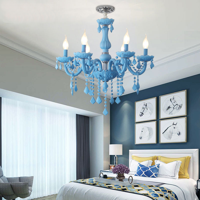 Nordic Macaron children's room lamp girl princess chandelier pink crystal bedroom chandelier color glass crystals for chandeliers - view 6