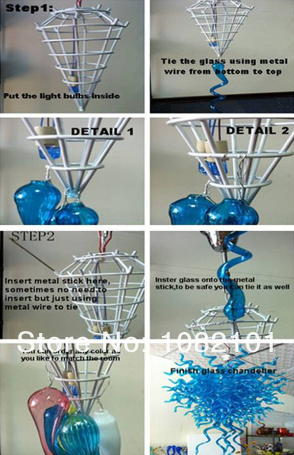 Blue Colors Murano Pendant Lamp Artistic Lighting Hand Blown Glass Modern LED Chandeliers Kitchen Hotel Decor