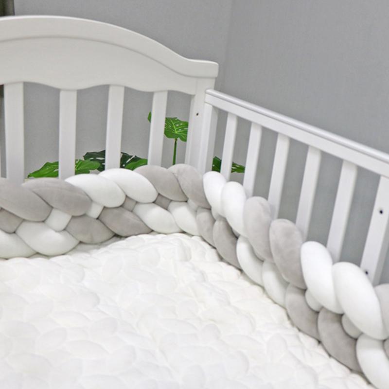Baby Bed Protector Bumper Newborn 4 twist Pure Cotton Weave Plush Knot Crib Decor Ball Protector Infant Room Bed Decoration1