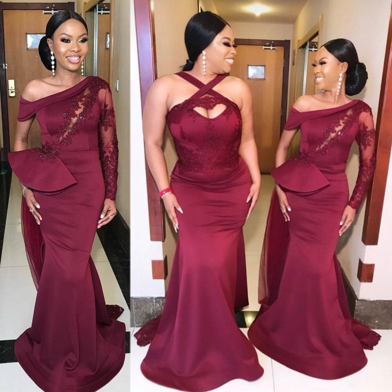 2020 Arabic Burgundy Lace Sexy Bridesmaid Dresses Mermaid Guests Dresses Formal Maid of Honor Gowns Aso Ebi with Overskirt
2020 Arabic Burgundy Lace Sexy Bridesmaid Dresses Mermaid Guests Dresses Formal Maid of Honor Gowns Aso Ebi with Overskirt