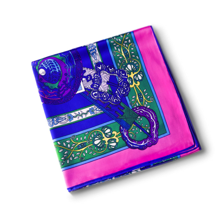 130*130cm Women New Twill Silk Unicorn Song Pattern Square Vintage Handmade Scarves Fashion Shawl