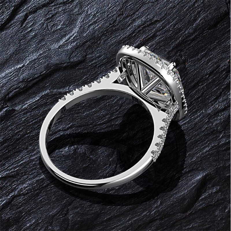 2PCS Couple Rings Luxury Jewelry 925 Sterling Silver Cushion Shape White Topaz Pave CZ Diamond Gemstones Gemstones Women Wedding Bridal Ring