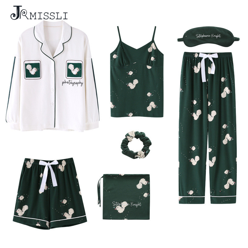 JRMISSLI Women Pajamas 7 Pieces Satin Sleepwear Pijama 100% Cotton Home Wear Home Clothing Sleep Lounge Pyjama
JRMISSLI Women Pajamas 7 Pieces Satin Sleepwear Pijama 100% Cotton Home Wear Home Clothing Sleep Lounge Pyjama