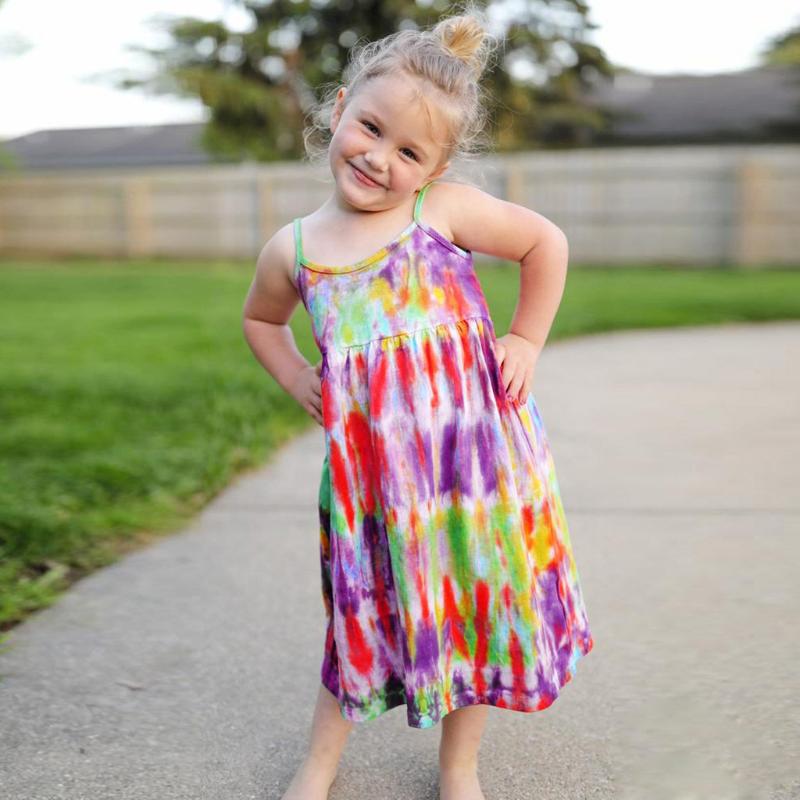 Toddler Baby Girls Sleeveless Rainbow Tie-Dyed Print Suspender Princess Dress, Multi
Toddler Baby Girls Sleeveless Rainbow Tie-Dyed Print Suspender Princess Dress, Multi