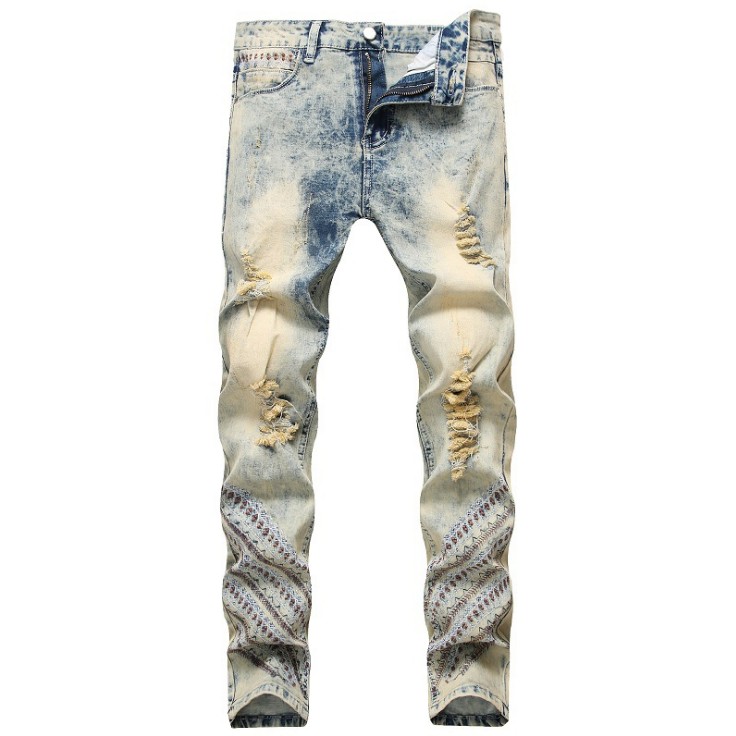 Men's Jeans Light Blue Retro Tide National Sylish Embroidered Ripped Straight Stretch Washed Trousers Vintage, Gray
Men's Jeans Light Blue Retro Tide National Sylish Embroidered Ripped Straight Stretch Washed Trousers Vintage, Gray