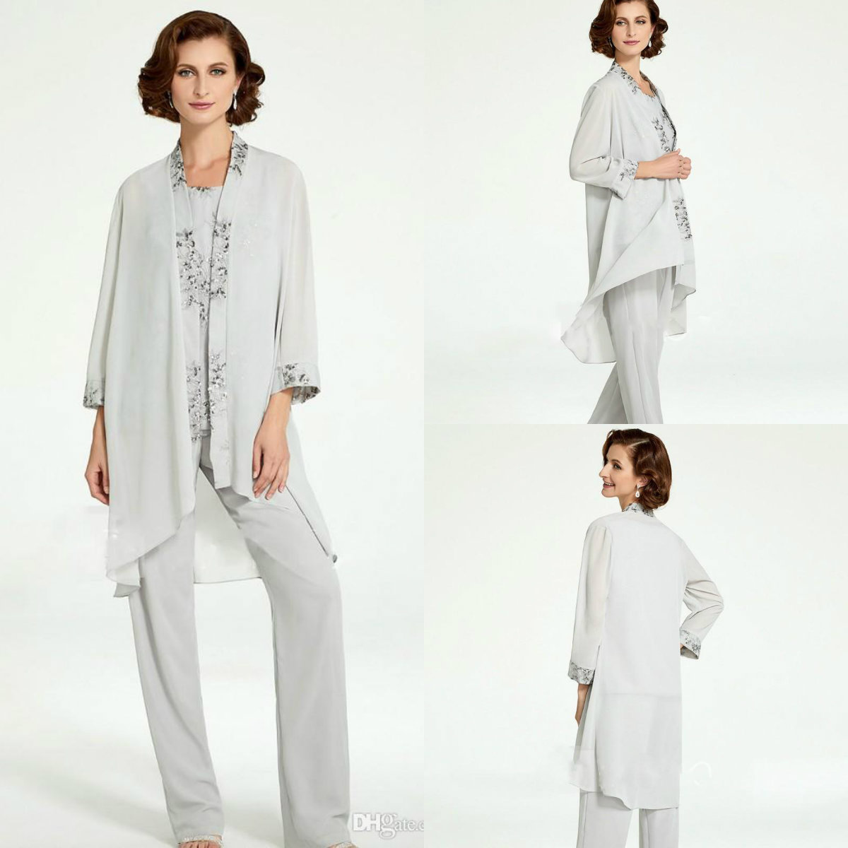 Ursula Mother Outfit Long Mother Of The Bride Dresses Lace Appliqued Pant Suits Elegant Wedding Guest Dress With Jacket Groom Mother