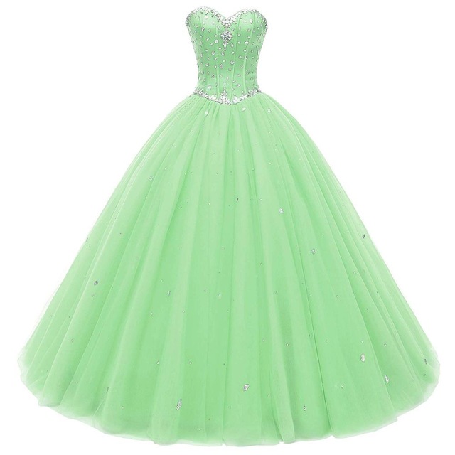 Real Photo Tulle Ball Gown Quinceanera Dresses Beaded Sweet 16 Year Prom Party Evening Gown Vestidos De 15 Anos QC1465