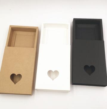 kraft paper cardboard gift boxes for wedding small black white brown paper drawer box hollow heart christmas gift packaging box 24pcs/lot