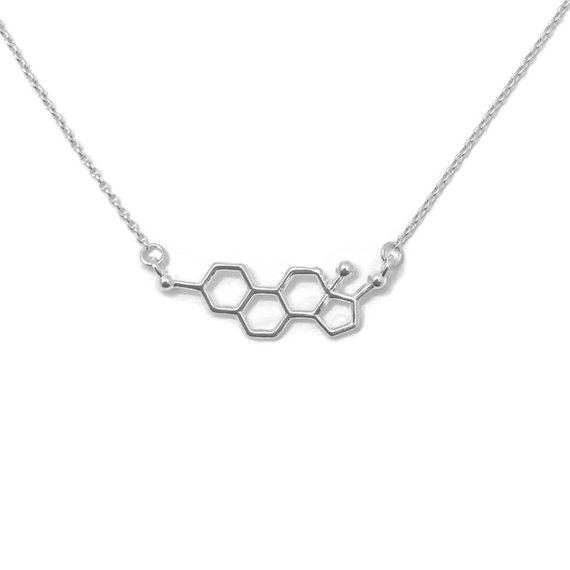 10PCS Female Hormone Molecule Structure Necklace Geometric Science Nurse Chemistry Formula Dopamine Molecular Chain Necklaces
