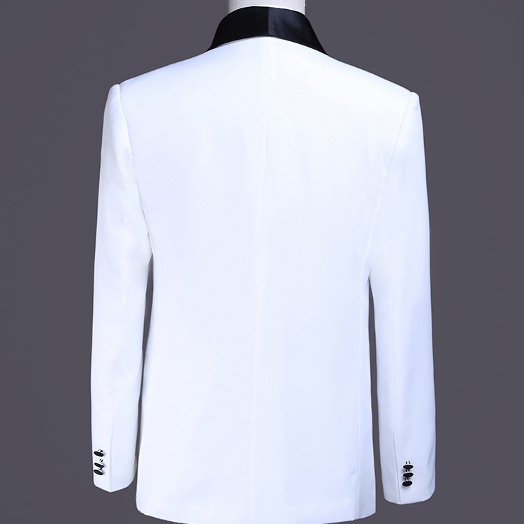 Slim Fit Embroidered Wedding Tuxedos White Groom Shawl Lapel 2 Pieces Pants Suits Luxury Design Men Jacket Formal Blazer