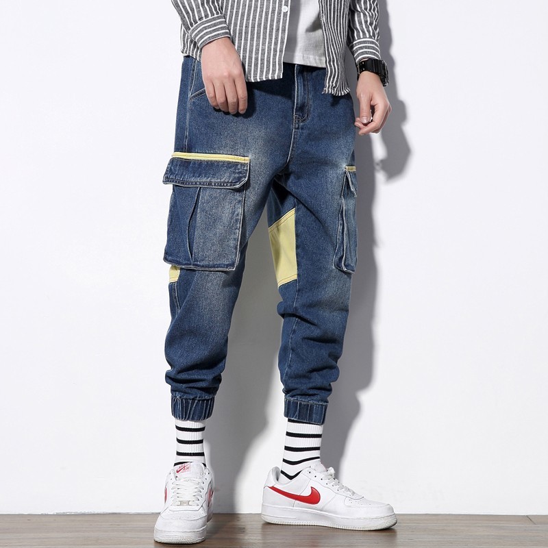 Men' Hip Mutil Pockets Athletic Fit Jeans Cargo Pants Men Summer Patchwork Elastic Loose Big & Tall Relaxed Fit Denim Pants, Blue
Men' Hip Mutil Pockets Athletic Fit Jeans Cargo Pants Men Summer Patchwork Elastic Loose Big & Tall Relaxed Fit Denim Pants, Blue