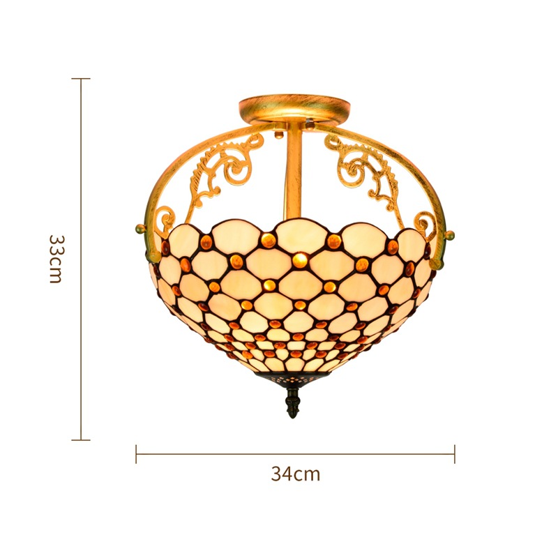 Tiffany style stained glass ceiling lights E27 hotel hall lamp AC220V Minimalist white chandelier TF095