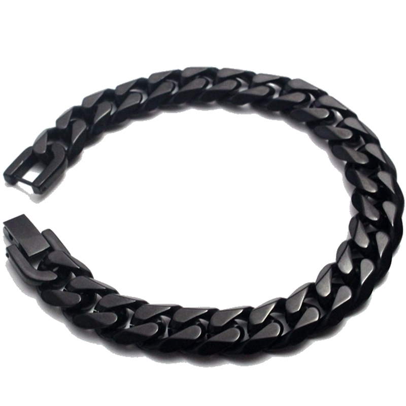 Stainless Steel Men Retro Bracelet Gifts Mens Chain Curb Cuban Link Accessories Black Rock Charm Hand Chain Bracelets Male