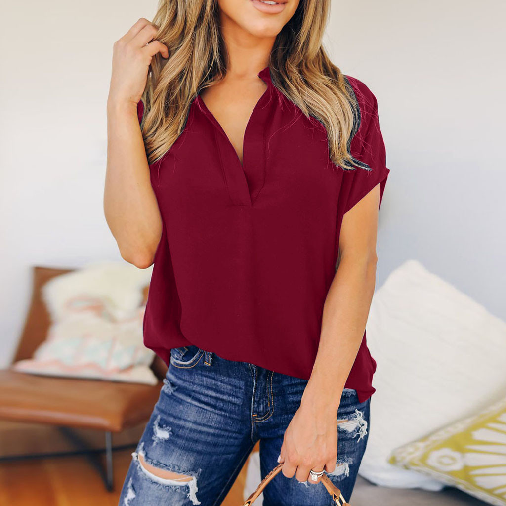 JAYCOSIN Women Ladies Chiffon Solid Blouse Summer Casual Short Sleeve Shirt Tops Blouse Loose Comfortable V-neck Shirt, Bk
JAYCOSIN Women Ladies Chiffon Solid Blouse Summer Casual Short Sleeve Shirt Tops Blouse Loose Comfortable V-neck Shirt, Bk